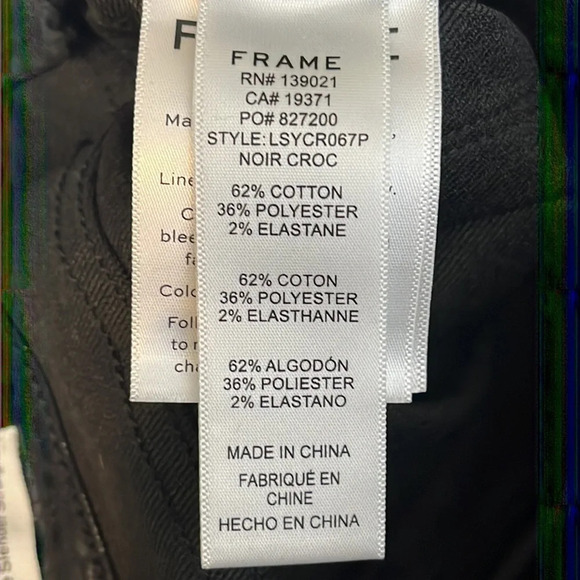 Frame Le Sylvie Slender Straight Jeans in Noir Croc - NEW - Size 30 - Picture 10 of 11
